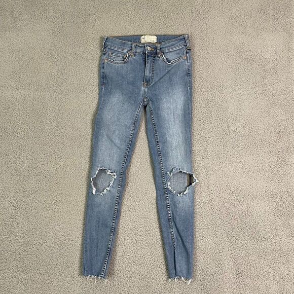 Free People Jeans Womens 25 Blue‎ Medium Wash Skinny Denim - Picture 1 of 10